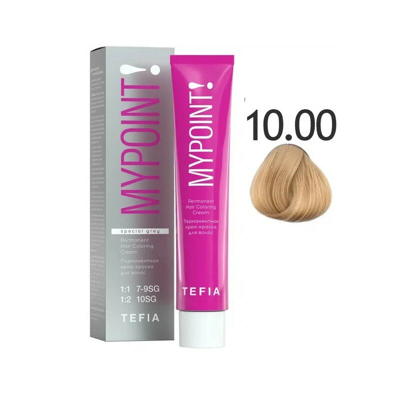 Tefia Mypoint Color перманентная крем-краска для волос, 10.00 экстра светлый блондин натуральный для седых волос, 60 мл