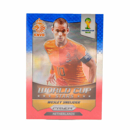 Коллекционная карточка Panini Prizm FIFA WORLD CUP 2014 #WCS-22 Wesley Sneijder - Blue Red Wave S0335