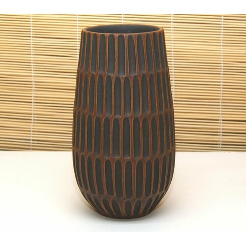 Ваза для цветов керамическая декоративная интерьерная Конус Ритм шоколад h25см красивая + Кристафлор