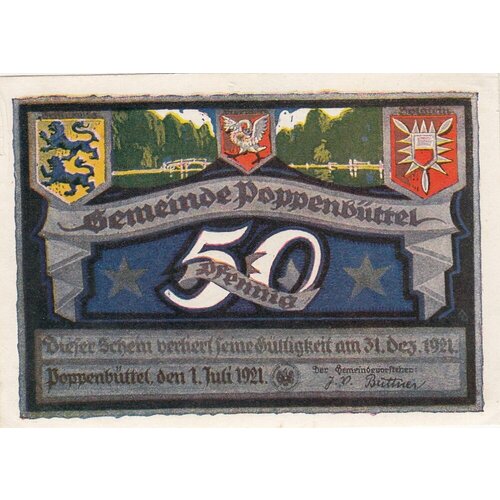 Германия (Веймарская Республика) Поппенбюттель 50 пфеннигов 1921 г. (№3) (2)