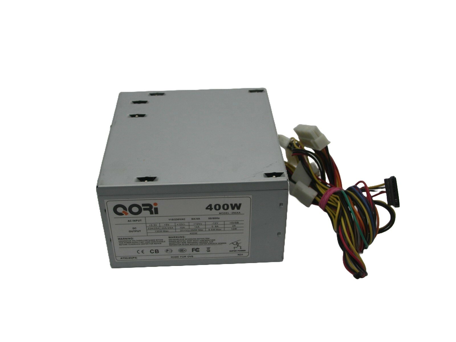 Блок питания 400W ATX 24+4/1SATA/80fan Cori 250XA