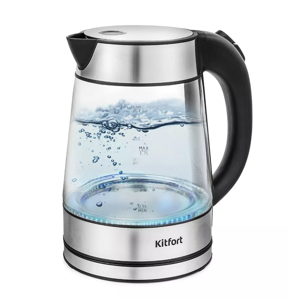 Чайник электрический KITFORT , 2200Вт, прозрачный и серебристый - фото №14