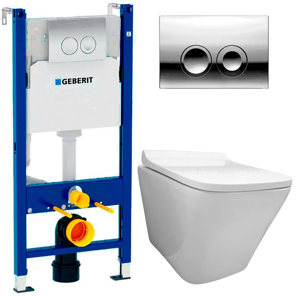 фото Инсталляция Geberit Duofix 458.124.21.1 + унитаз Fubini FB003 безободковый с сиденьем