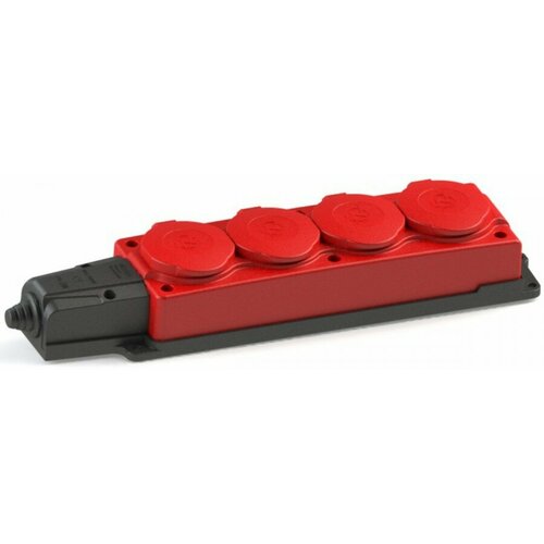 NE-AD колодка ОУ четверная 4 гн. с загл. каучук 2P+PE 1x16A 220-240V IP54 красный 4124 (арт. 820750)