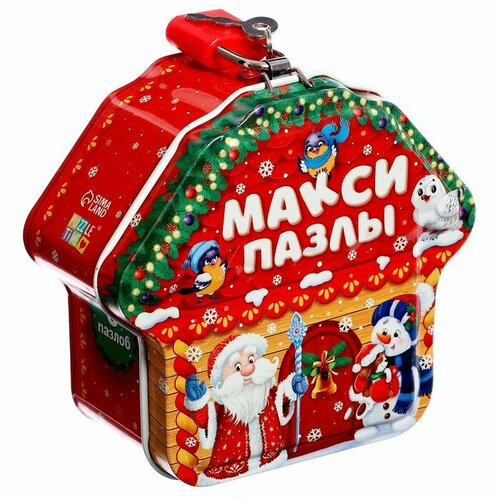 Макси-пазлы в металлической коробке Подарки от Деда Мороза, 8 пазлов, 28 деталей