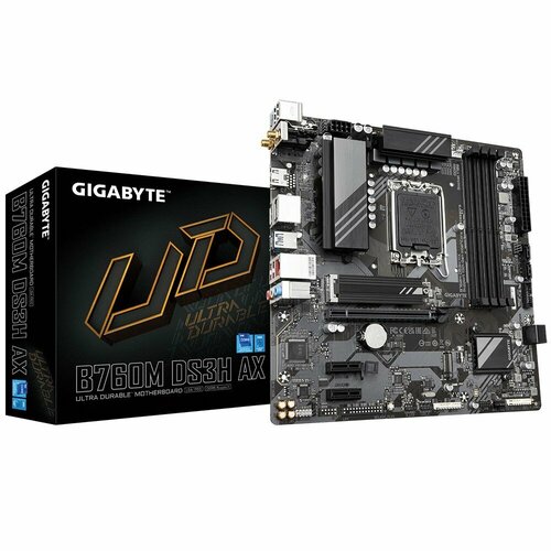 Материнская плата Gigabyte B760M DS3H AX Socket 1700 Intel B760 4xDDR5-4800 mATX RTL 19627₽