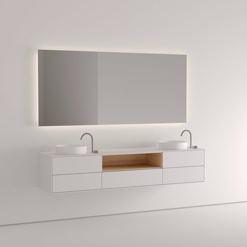 Дизайнерская тумба под 2 раковины 130 см. Vivomobili BIANCO ALASKA