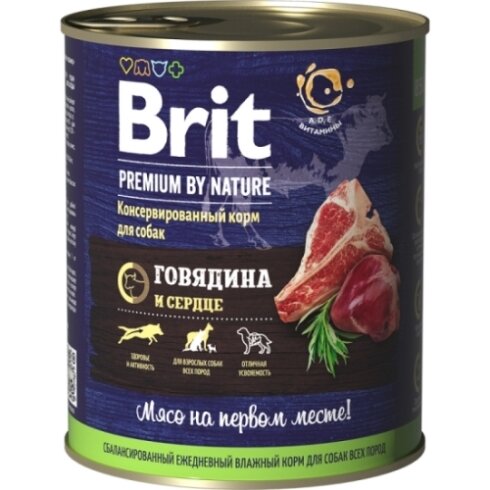 Brit Premium by Nature консервы для собак (паштет) Говядина и сердце