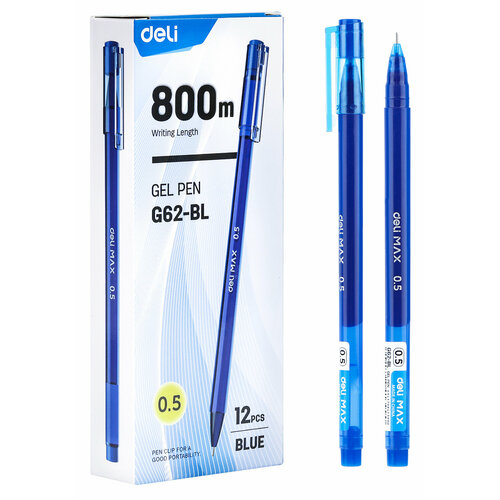 Ручка гелевая Deli MaX EG62-BL синий d=0.5мм син. черн. ручка гелевая deli max eg62 bk черн d 0 5мм черн черн
