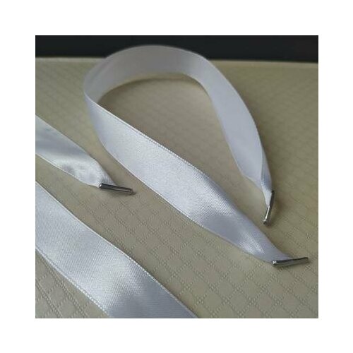 Ручка-лента атласная 20 мм длина 35 см белая с металлическими наконечниками 100 шт 1313₽