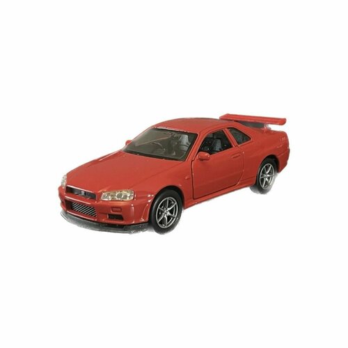 Машинка WELLY NISSAN SKYLINE GT-R R34 / модель машины 1:38 с пружинным механизмом / Красный