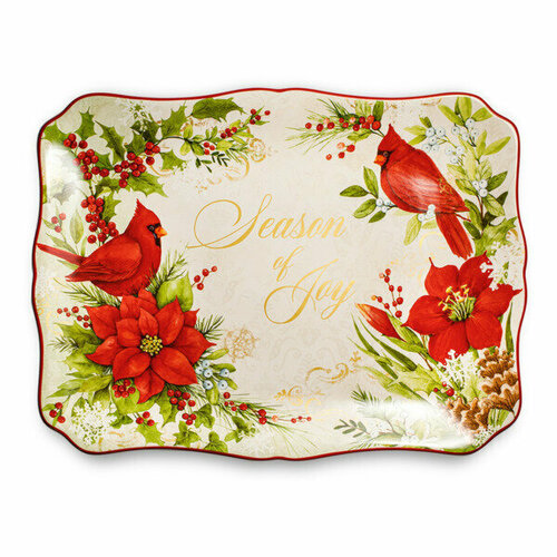 Блюдо прямоугольное Certified Int. Красочная зима 41х30 см, керамика