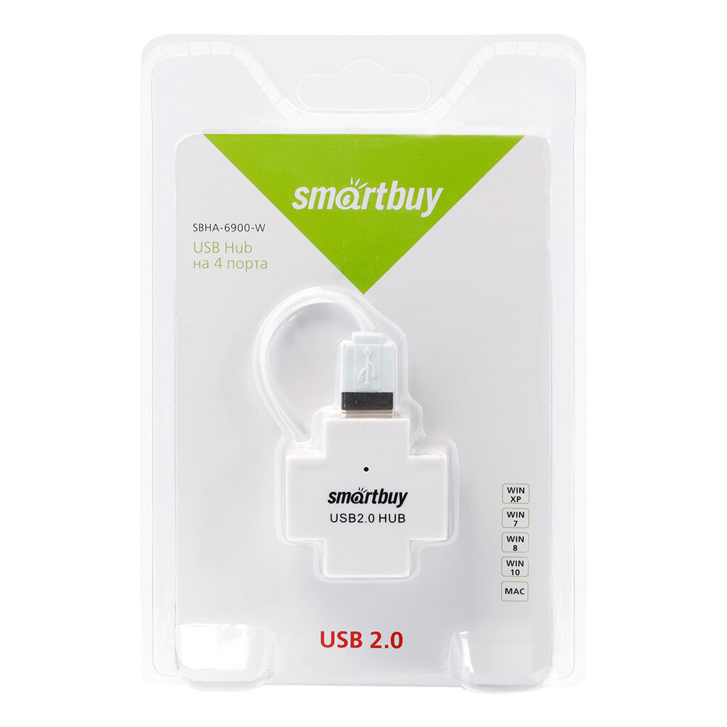 USB Хаб 4хUSB 20 SmartBuy SBHA-6900-W белый