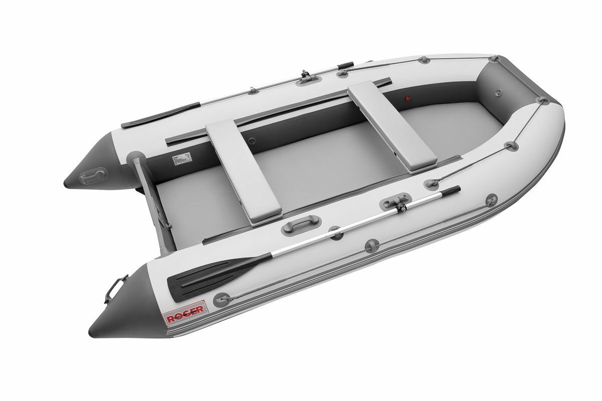 Лодка надувная ПВХ под мотор ROGER Zefir 3500, лодка роджер НДНД с ковриком призма (белый-графитовый комбинированный)