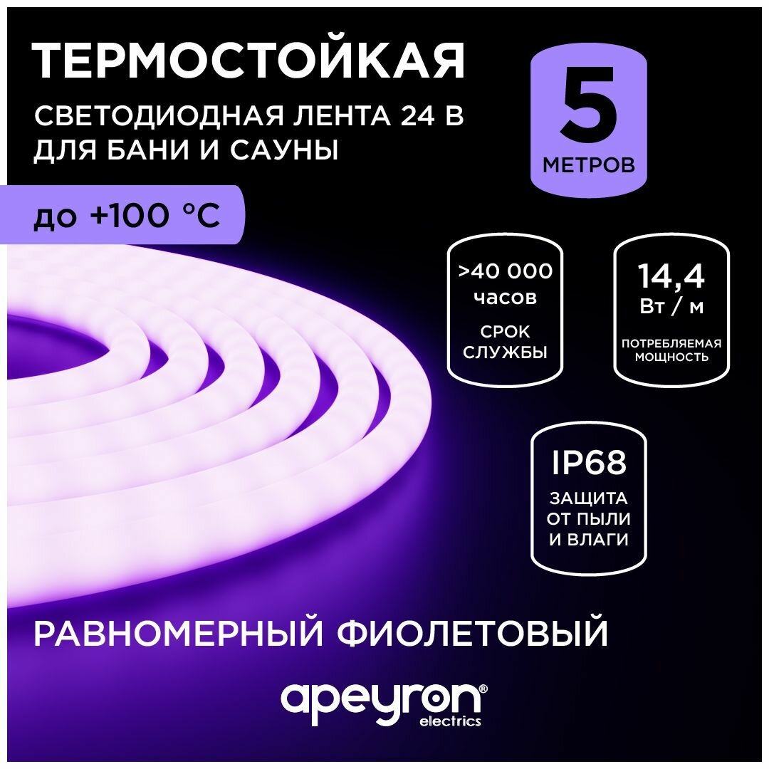 Светодиодная лента для бани и сауны термостойкая Apeyron