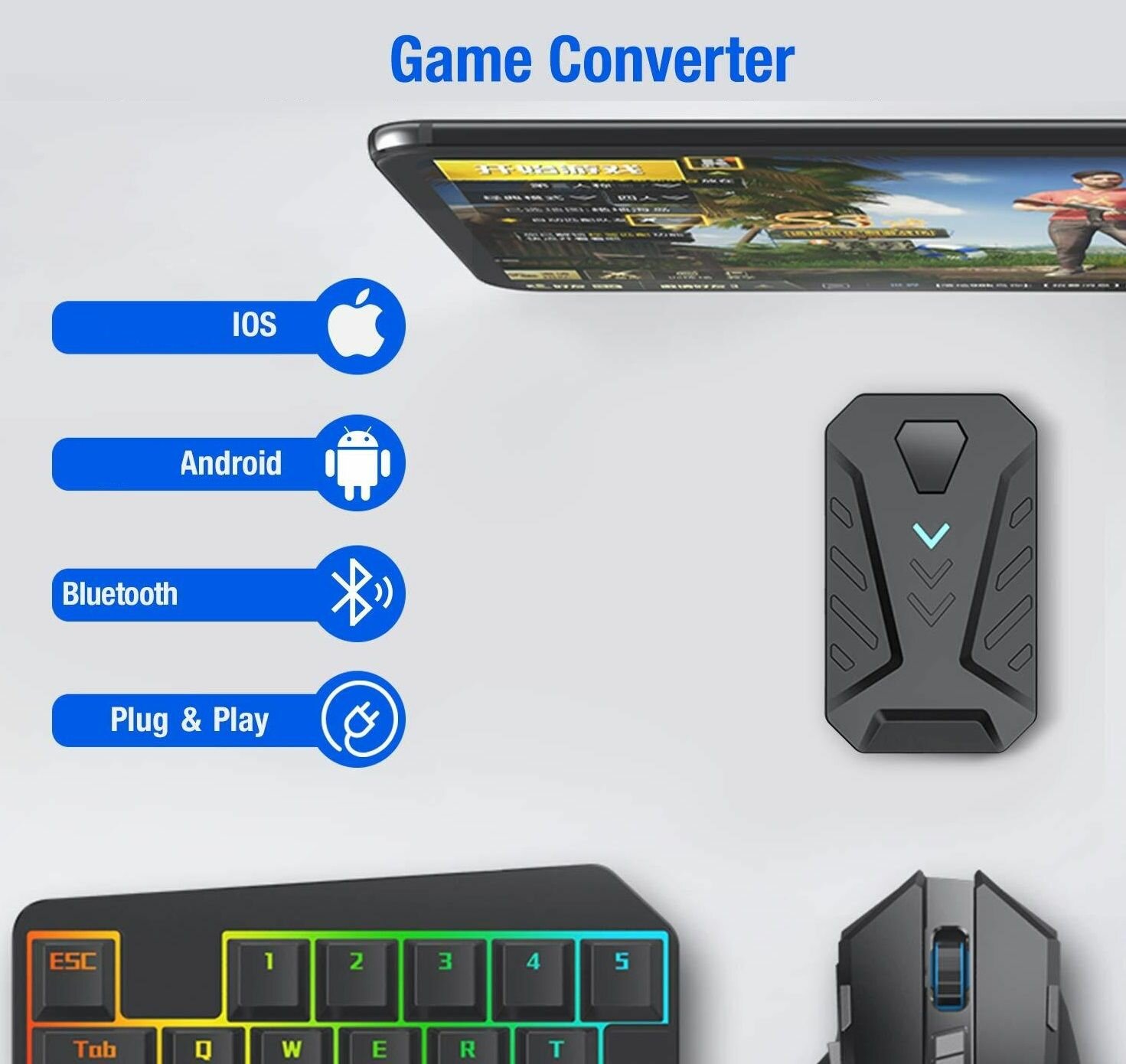 Набор для телефона-смартфона Mix Pro: база, клавиатура и мышь. Android и Iphone без для Pubg Mobile, Fortnite, cod — фото 3
