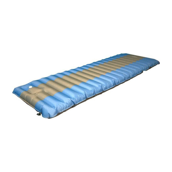 Матрас кемпинговый надувной следопыт, с насосом, 190x60x12 cм, голубой/серый