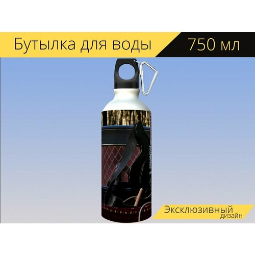 фото Бутылка фляга для воды "гитара, электрогитара, усилитель мощности" 750 мл. с карабином и принтом lotsprints