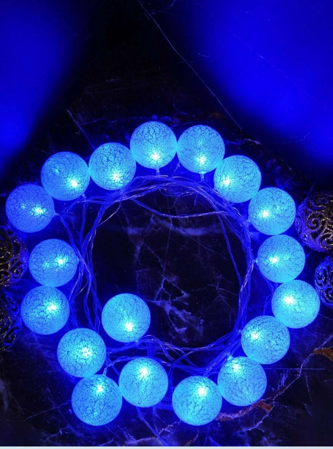 Электрогирлянда интерьерная тайские фонарики, синие, 20 ламп