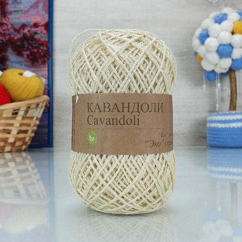 Пряжа Прочее Кавандоли цветной, белый дым - 01, 100% джут, 5 мотков, 100 г, 180 м.