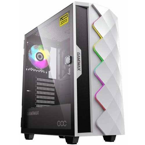 Корпус GameMax Diamond COC WT, E-ATX, без БП, белый корпус e atx gamemax siege wh без бп белый