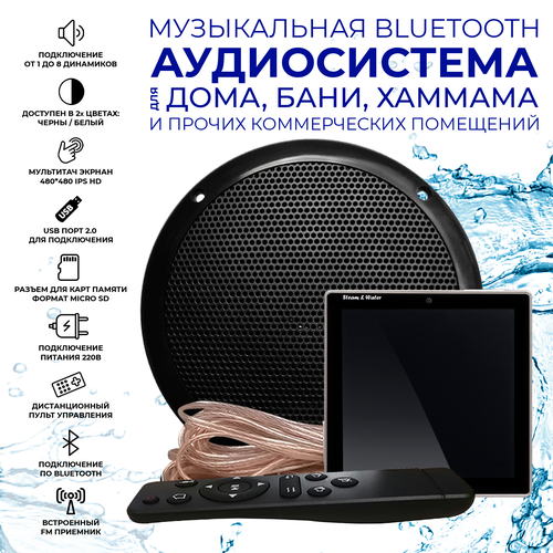 Комплект влагостойкой акустической системы для бани сауны и хамама SENSOR Black VISATON 3060000₽
