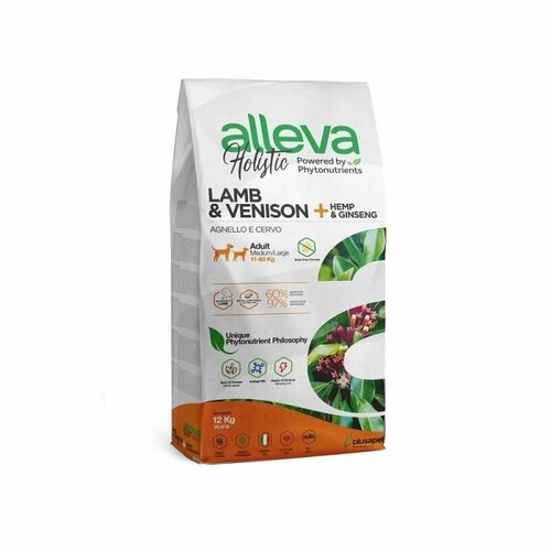 Корм для собак Alleva Holistic средних пород ягненок Оленина 12 кг
