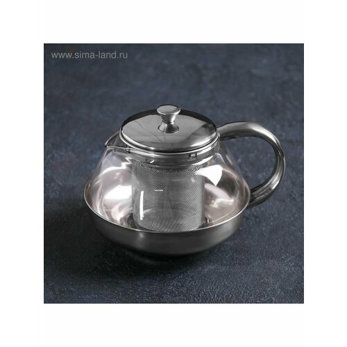 Чайник стеклянный заварочный Металлик 600 мл с метал ситом 800₽