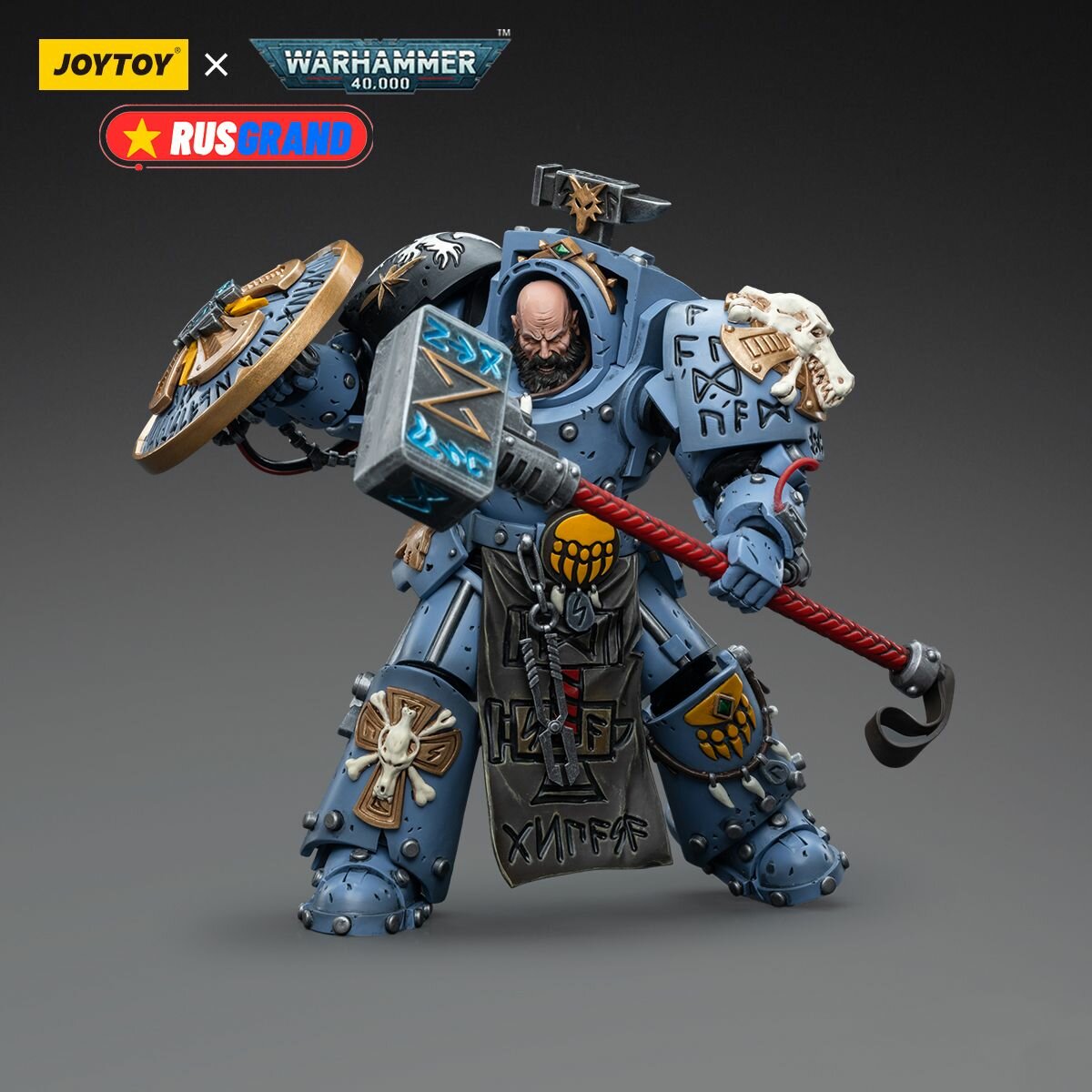 Подвижная фигурка JOYTOY Warhammer 40000 Space Wolves Arjac Rockfist