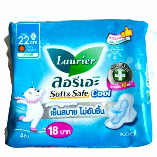 Прокладки Laurier Soft & Save Slim Cool Wings 6 упаковок по 4 шт. (длинна 22 см)