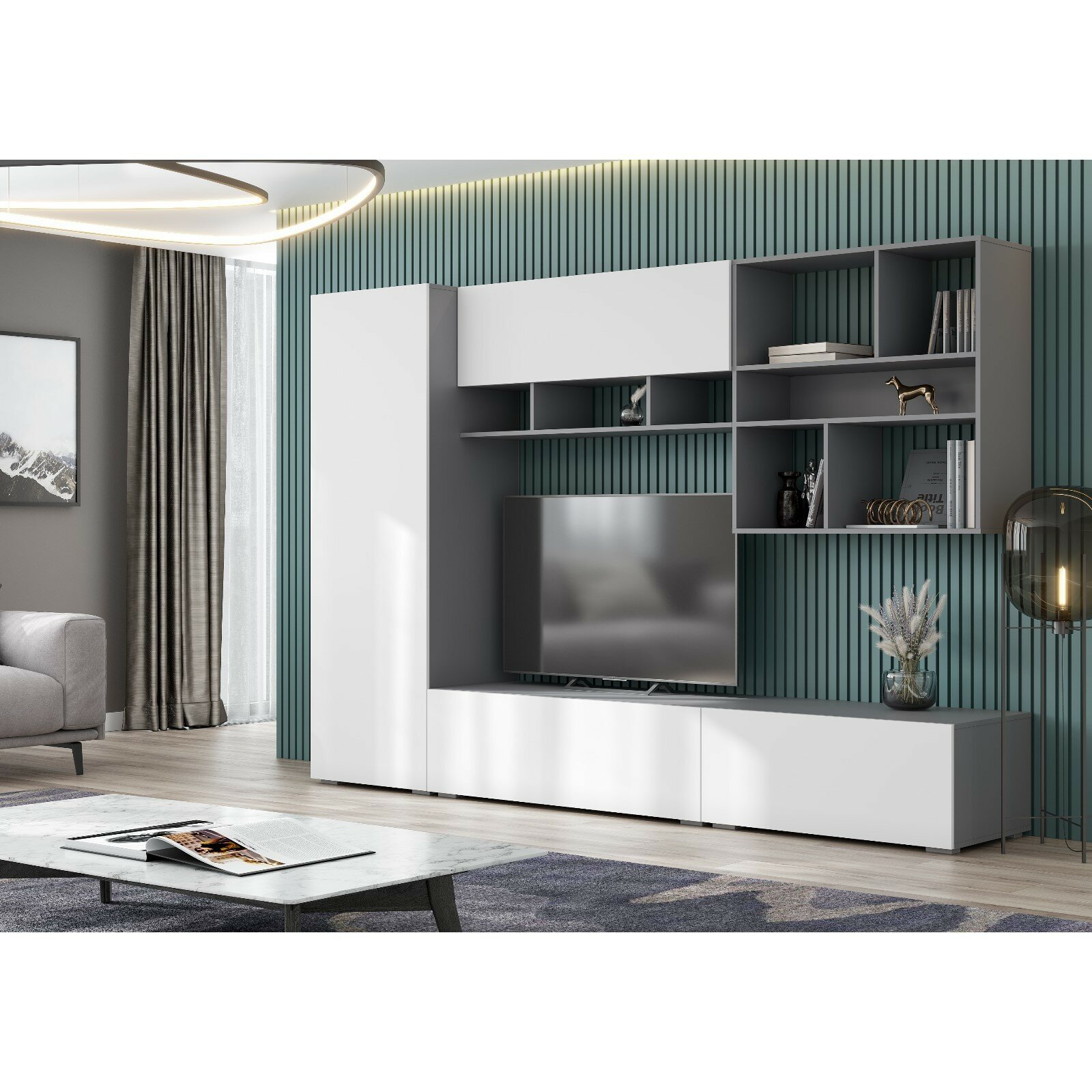 фото Гостиная Айвори, Графит/Белый 9807458