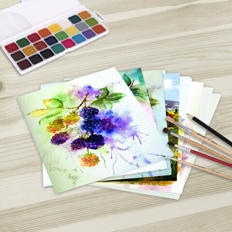 Папка для акварели А4, 10л, 270 г/м2, мелкое зерно, BRAUBERG ART CLASSIC, "Осенняя аллея", 114397