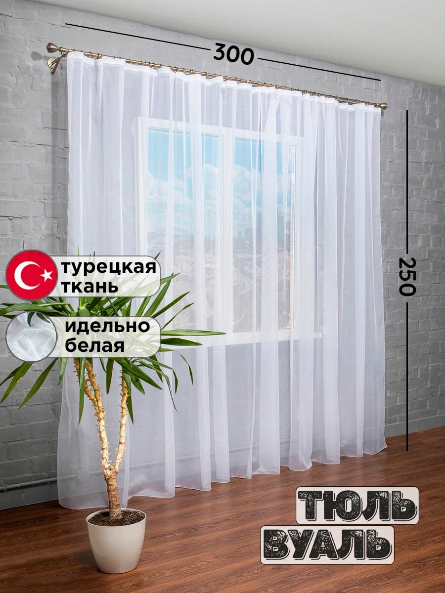 фото Тюль вуаль белая 300х250