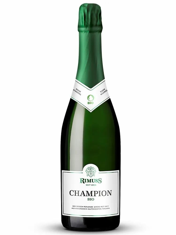 Вино безалкогольное игристое полусладкое, Rimuss "Champion Bio" 0,75 л /Шампанское безалкогольное