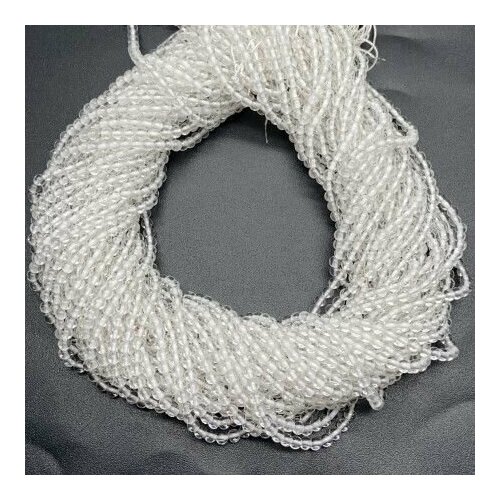 Каменные бусины Горный Хрусталь шарик гладкий 4 мм длина нити 38 см около 95 бусин 650₽