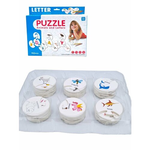 Пазл-Раскраска алфавит с животными на английском 7077-80 940₽