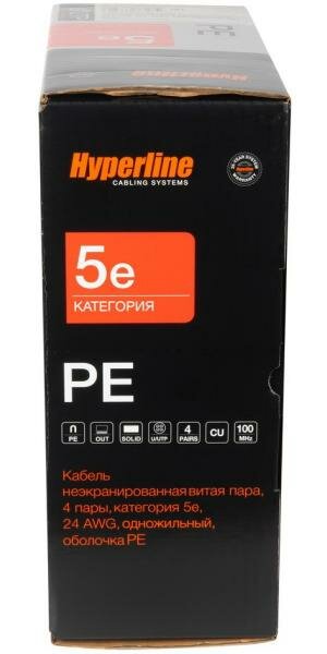 Hyperline UUTP4-C5E-S24-OUT-PE-BK-100 (100 м) Кабель витая пара