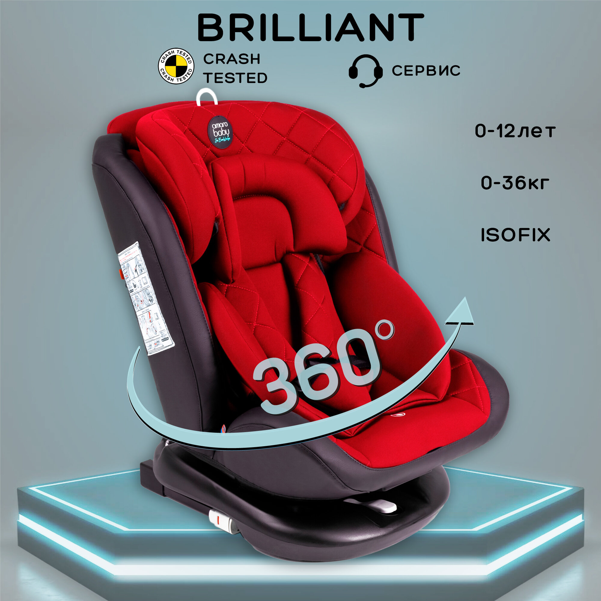 Автокресло детское AMAROBABY Brilliant ISOFIX класс D группа 0+/1/2/3