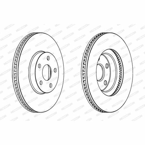 Диск тормозной передний вентилируемый для автомобиля Toyota, FERODO DDF1484C (2 шт.)