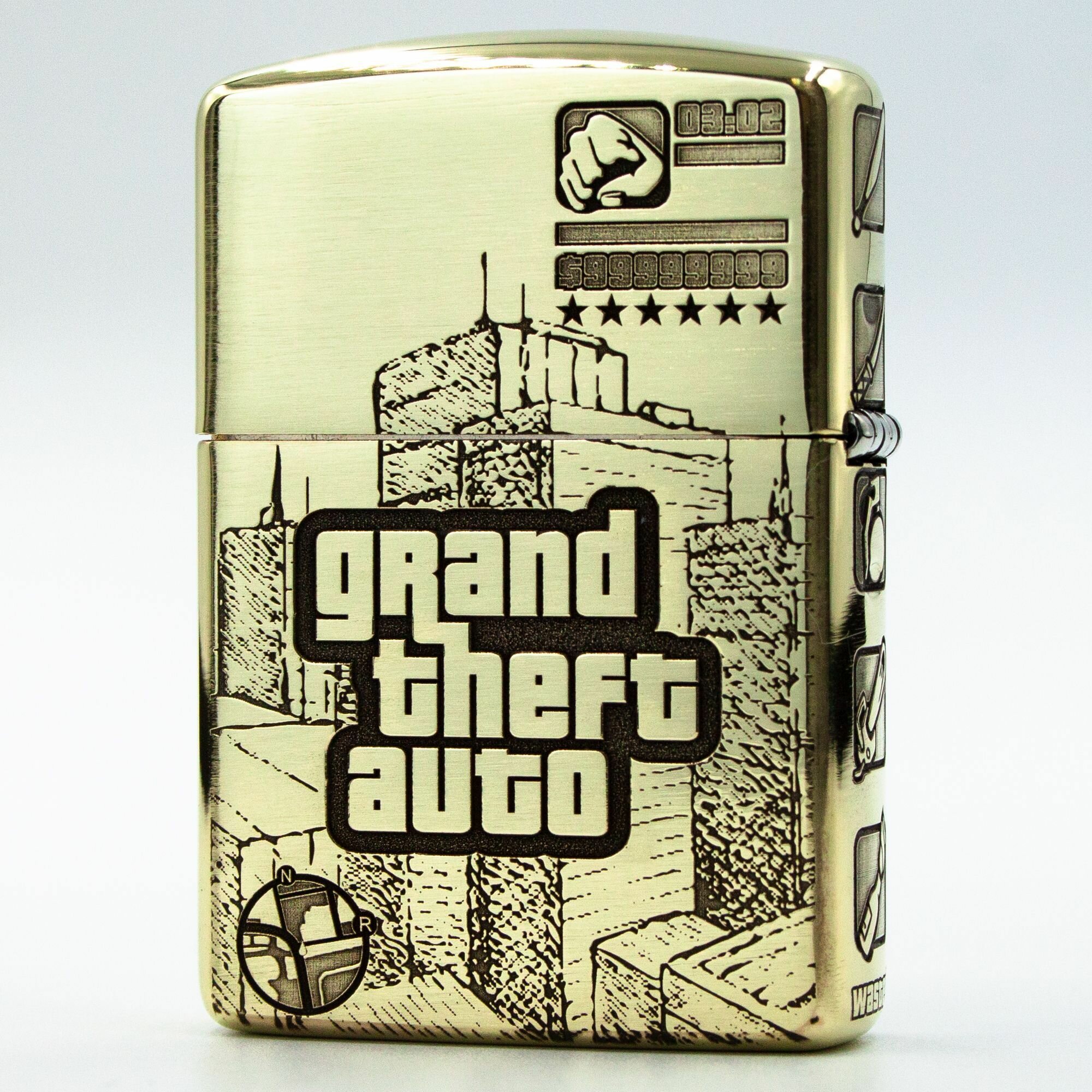 Зажигалка бензиновая Zippo Armor с гравировкой Grand Theft Auto