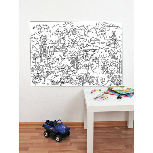 Фотообои раскраска - плакат для рисования Мир динозавров 247₽