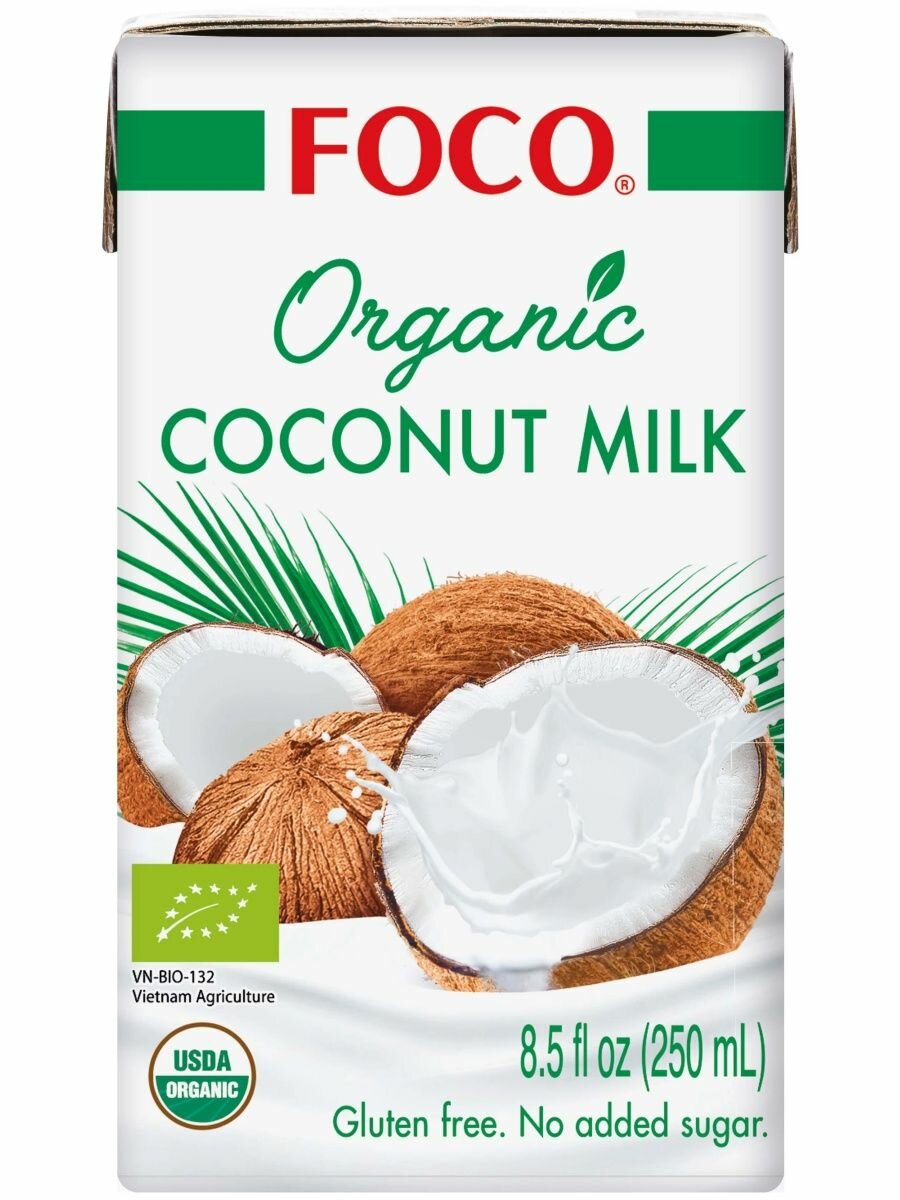 Кокосовое молоко FOCO ORGANIC Tetra Pak, 250 мл