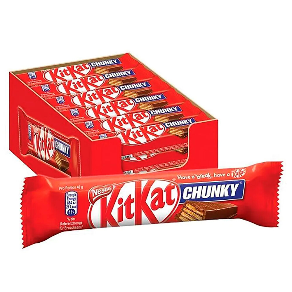 Батончик в молочном шоколаде KitKat Chunky, 12шт по 38 г