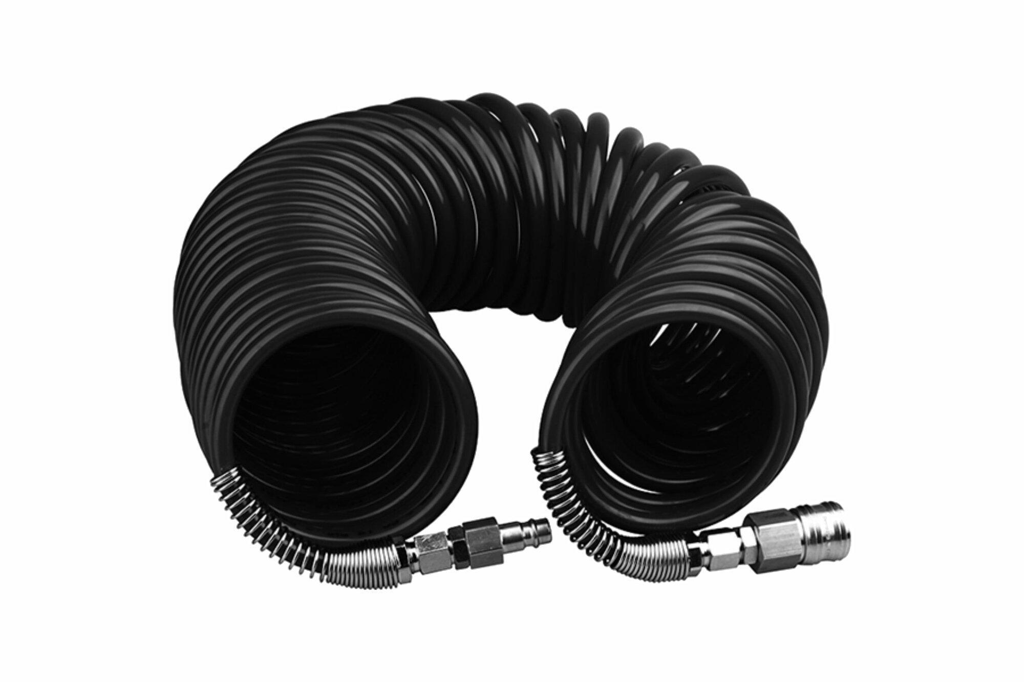 фото Шланг спиральный 8*12мм 15м черный полиуретановый с быстр. соед. профи Pegas 4923