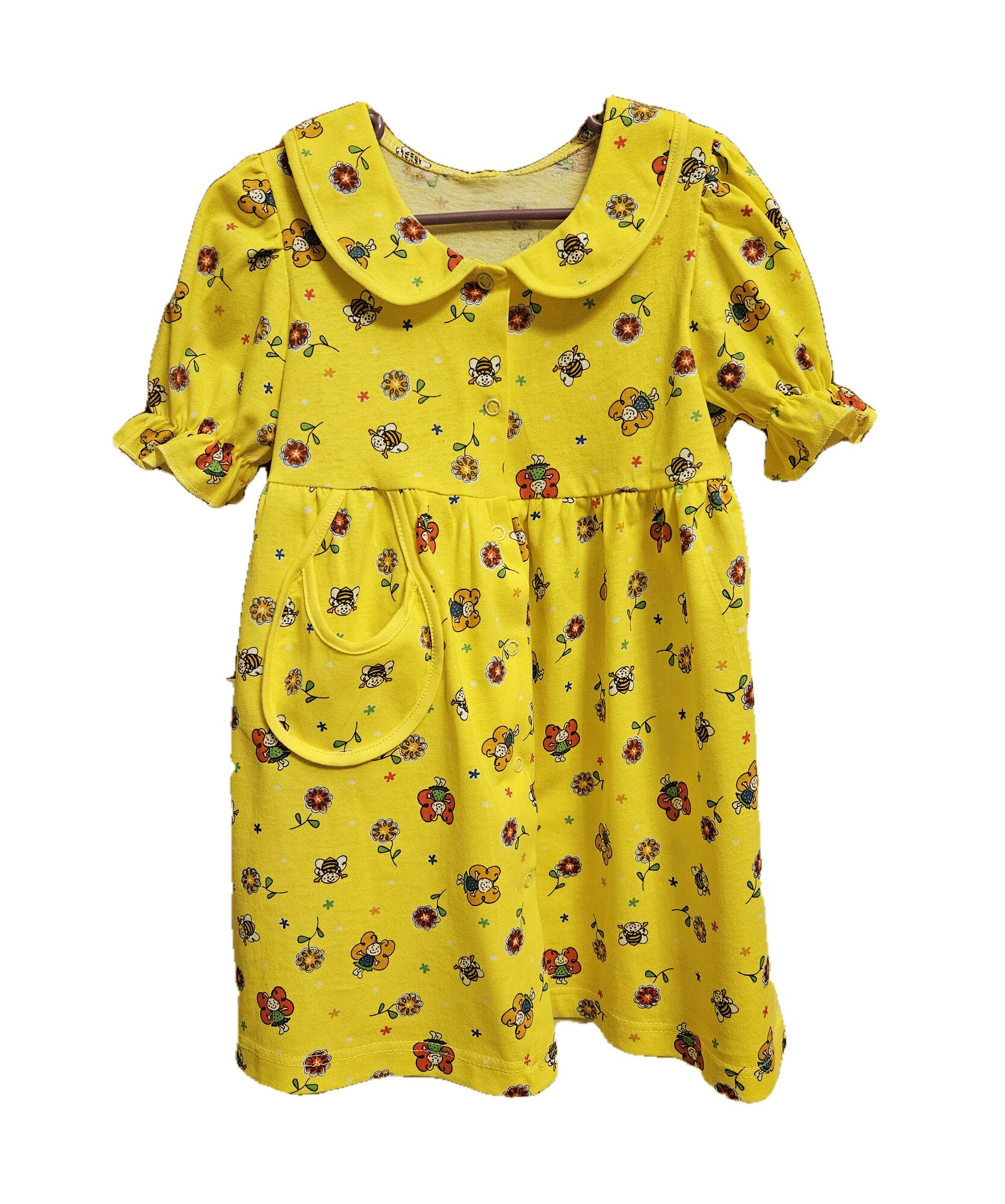 фото Платье-халат для девочки, жёлтый, Сказка, размер 104-56