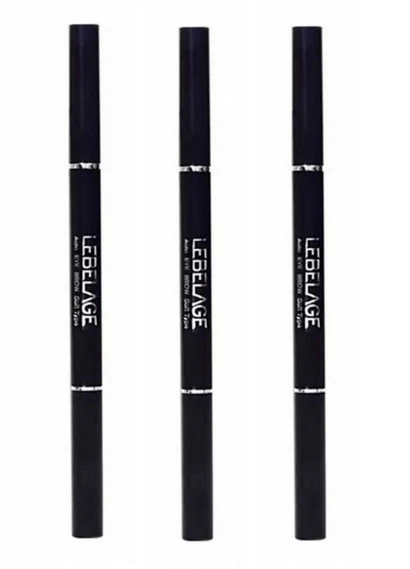 Автоматический карандаш для бровей Lebelage Auto Eye Brow Soft Type черный - 3 штуки