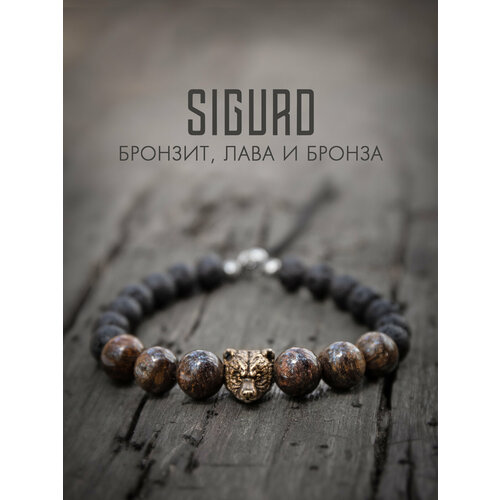 Браслет-нить SIGURD вулканическая лава бронзит 1 шт размер 19 см черныйкоричневый 2560₽