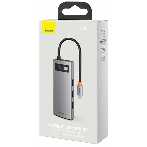 USB-C хаб Baseus Metal Gleam 5в1 3USBHDMIUSB-C WKWG020013 серый 400000₽