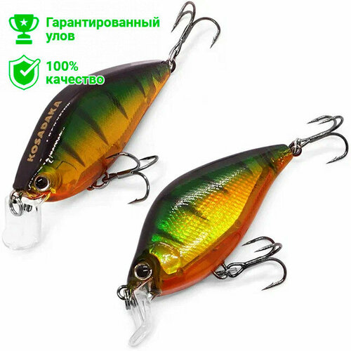 Воблер Kosadaka 3D Flat Crank 55F, плав, 55мм, 7.5г, 0.1-0.6м, цв. PC