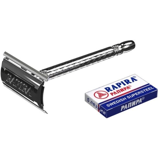 Картинки Бритвенный станок Rapira Swedish Supersteel, классический Т-образный,+ 5 лезвий
